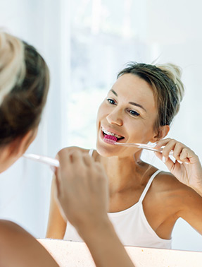 brushing and flossing